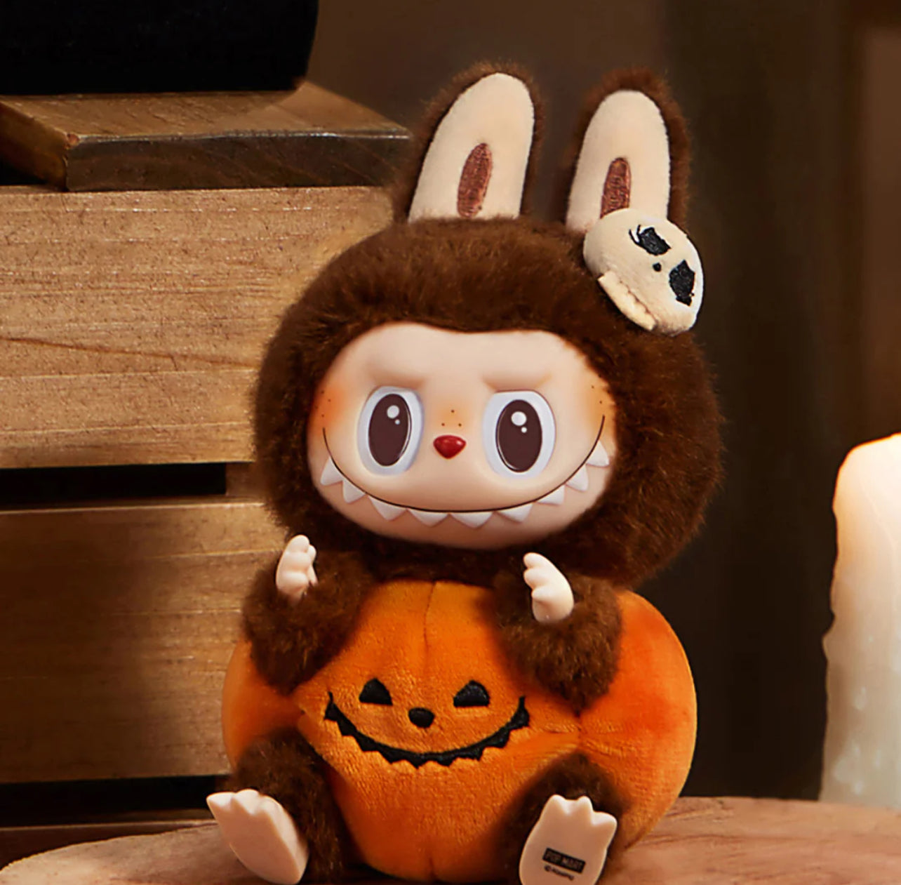 POP MART The Monsters LABUBU Happy Halloween Party Series - Sitting Pumpkin Vinyl Plush Pendant