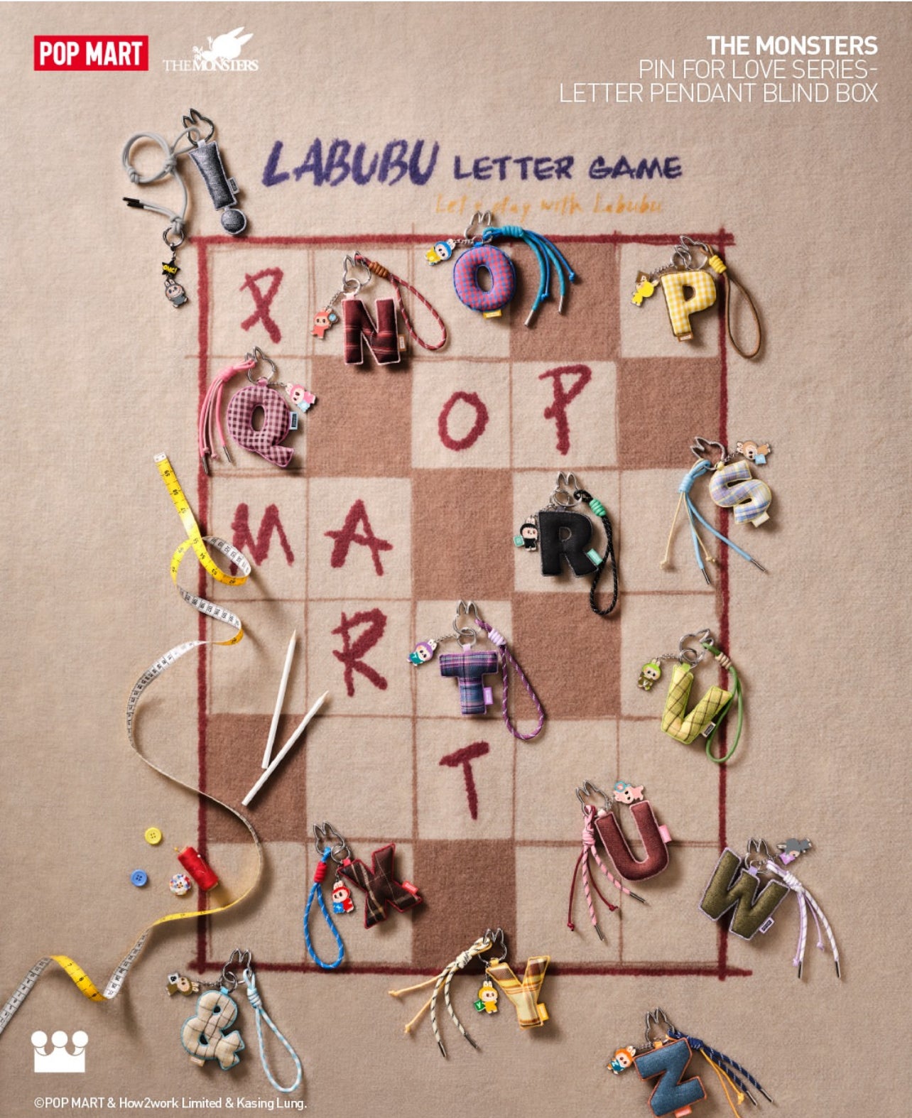 THE MONSTERS Pin for Love Series- Letter Pendant Blind Box (A-Z)